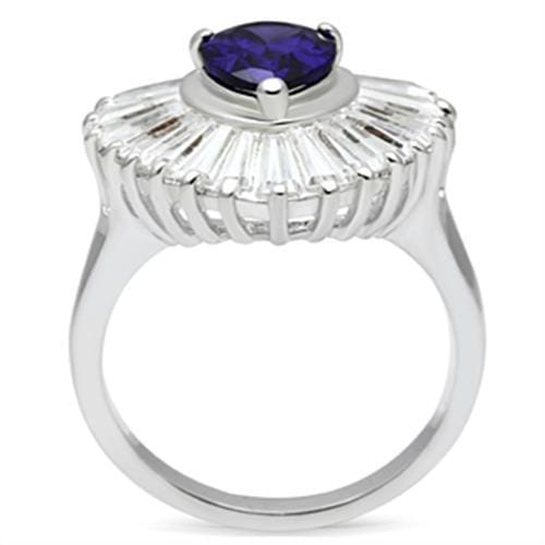 SS004 - Silver 925 Sterling Silver Ring with AAA Grade CZ in Tanzanite