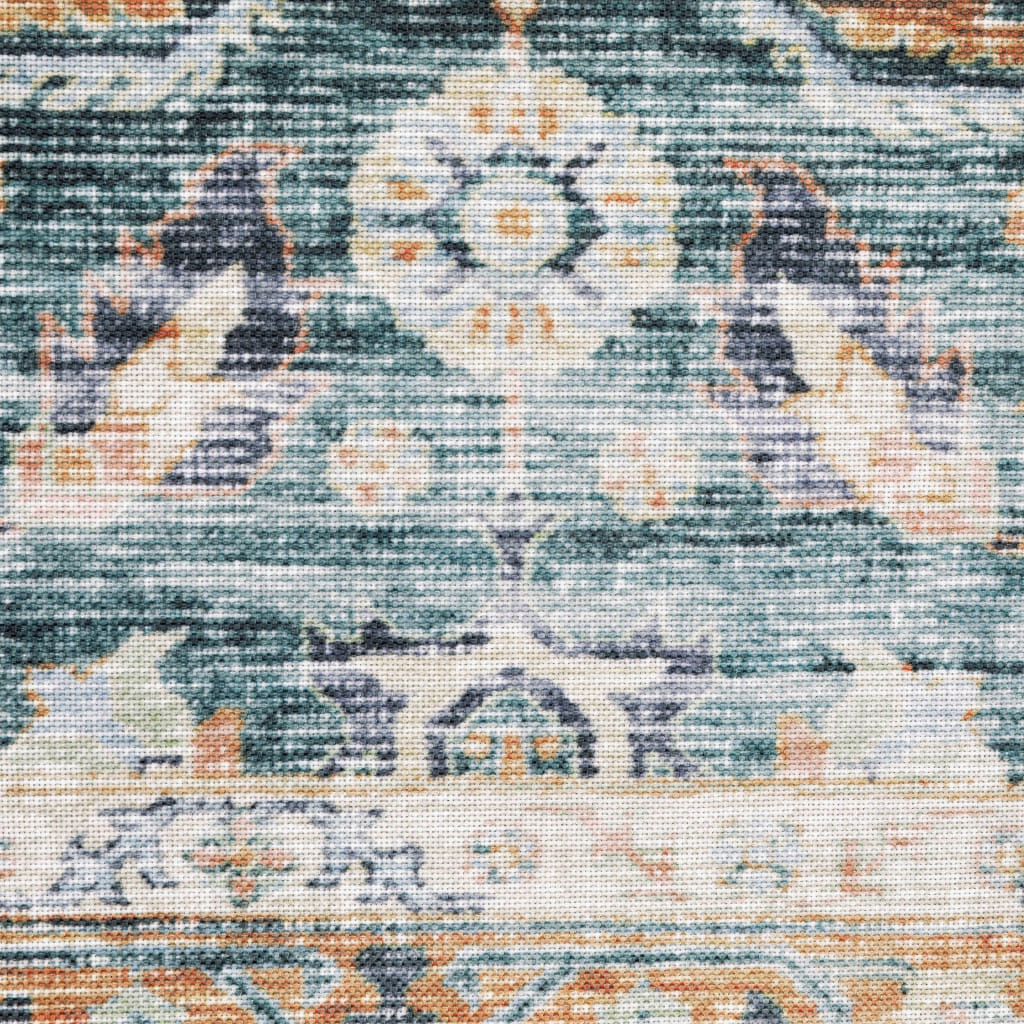 7' X 10' Blue and Beige Oriental Non Skid Area Rug