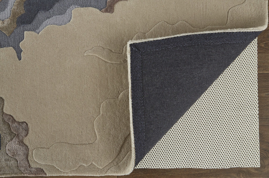 9' X 12' Tan and Brown Wool Abstract Hand Tufted Area Rug
