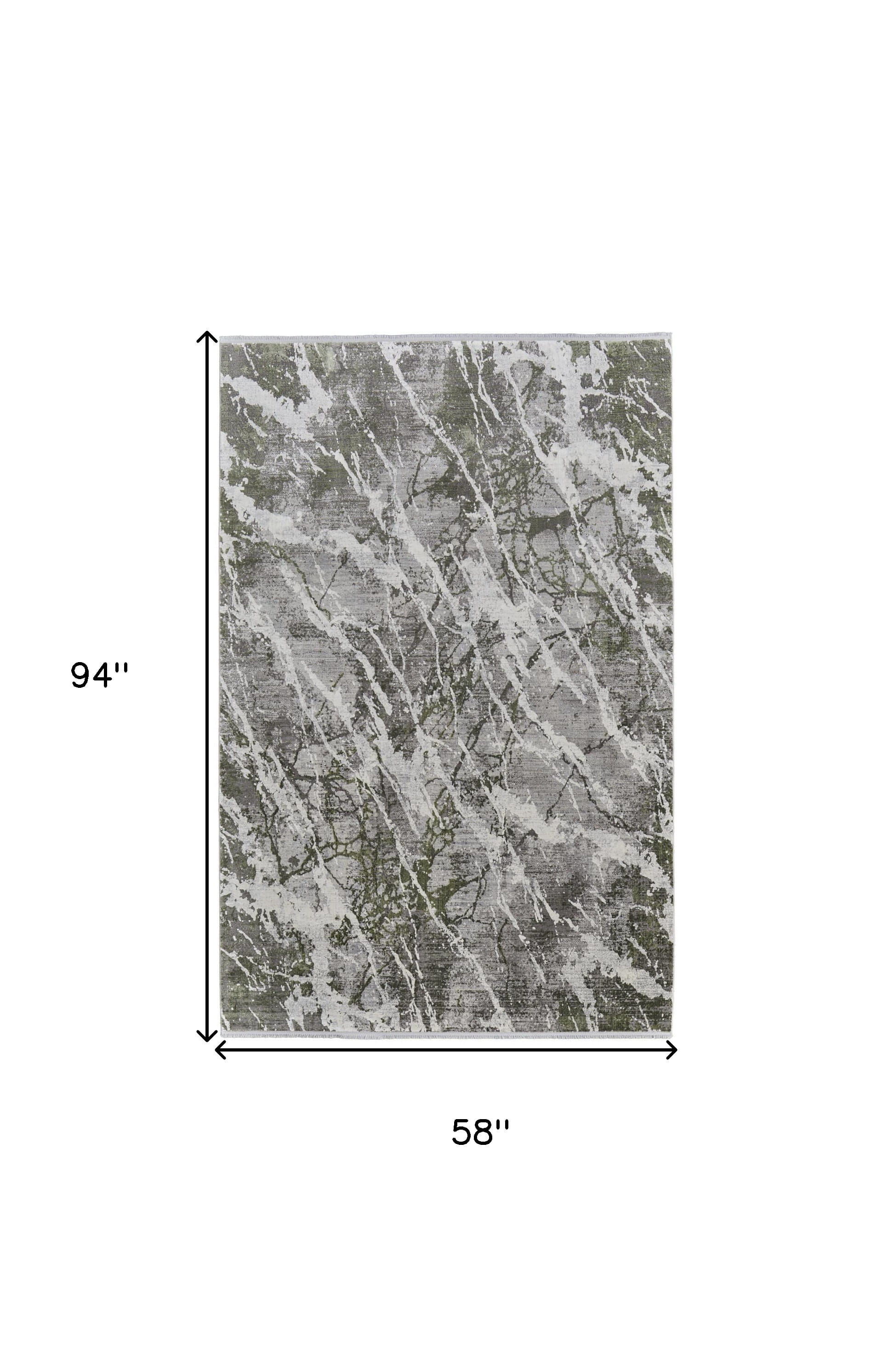 5' X 8' Taupe and Gray Abstract Power Loom Area Rug With Fringe