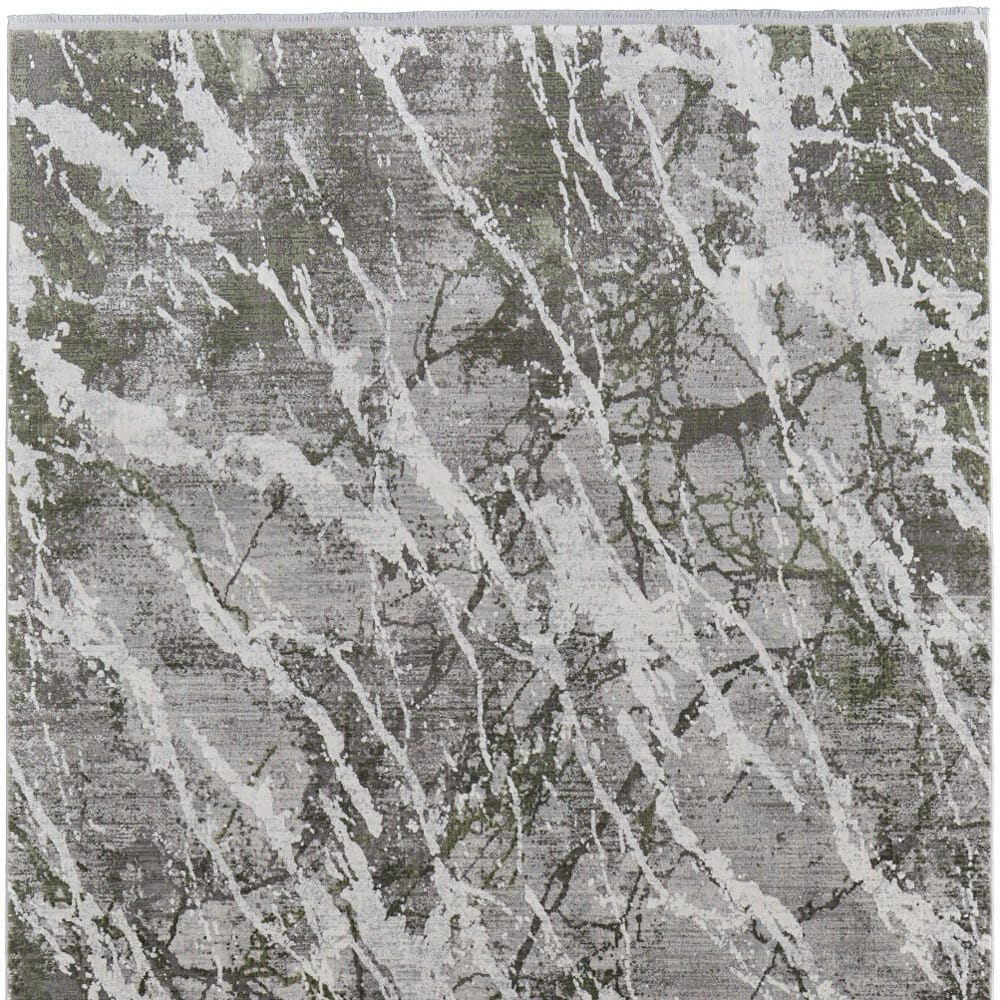 5' X 8' Taupe and Gray Abstract Power Loom Area Rug With Fringe