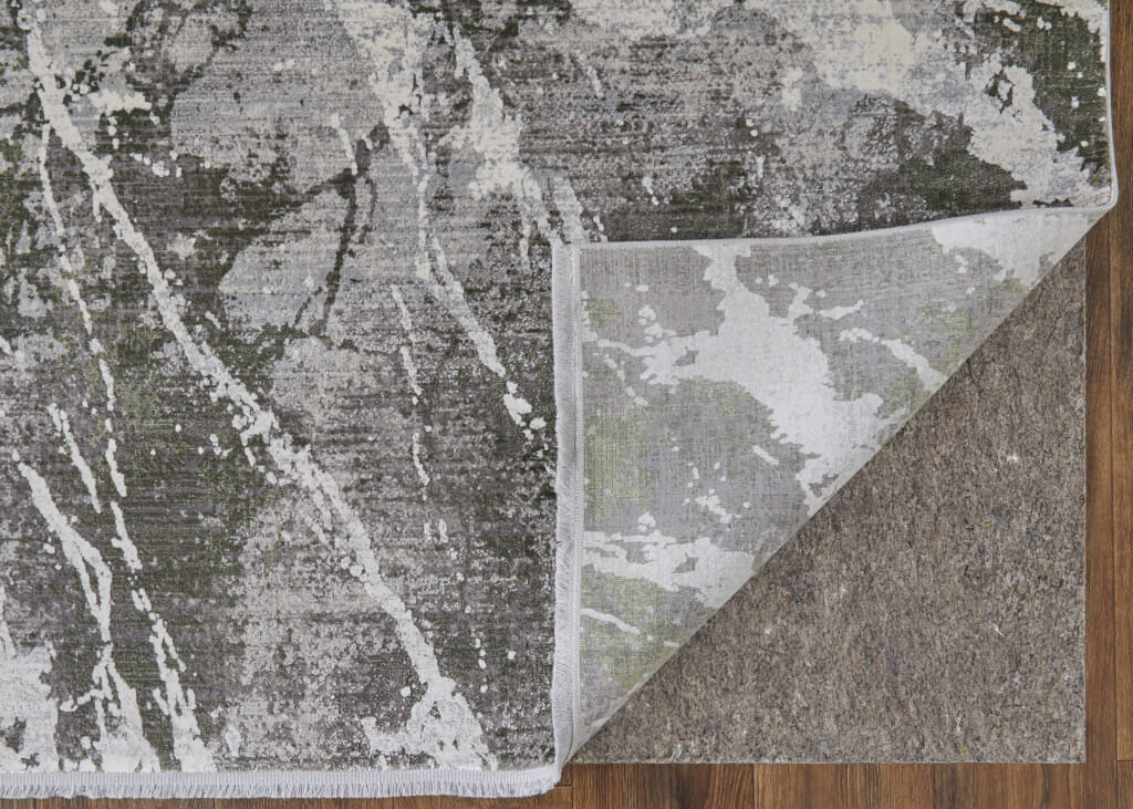 5' X 8' Taupe and Gray Abstract Power Loom Area Rug With Fringe