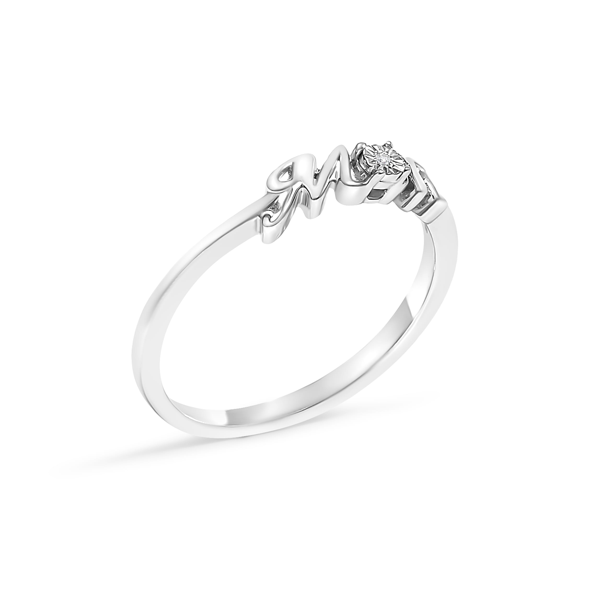 .925 Sterling Silver Diamond Accent "MOM" Ring (J-K Color, I2-I3 Clarity) - Ring Size 8