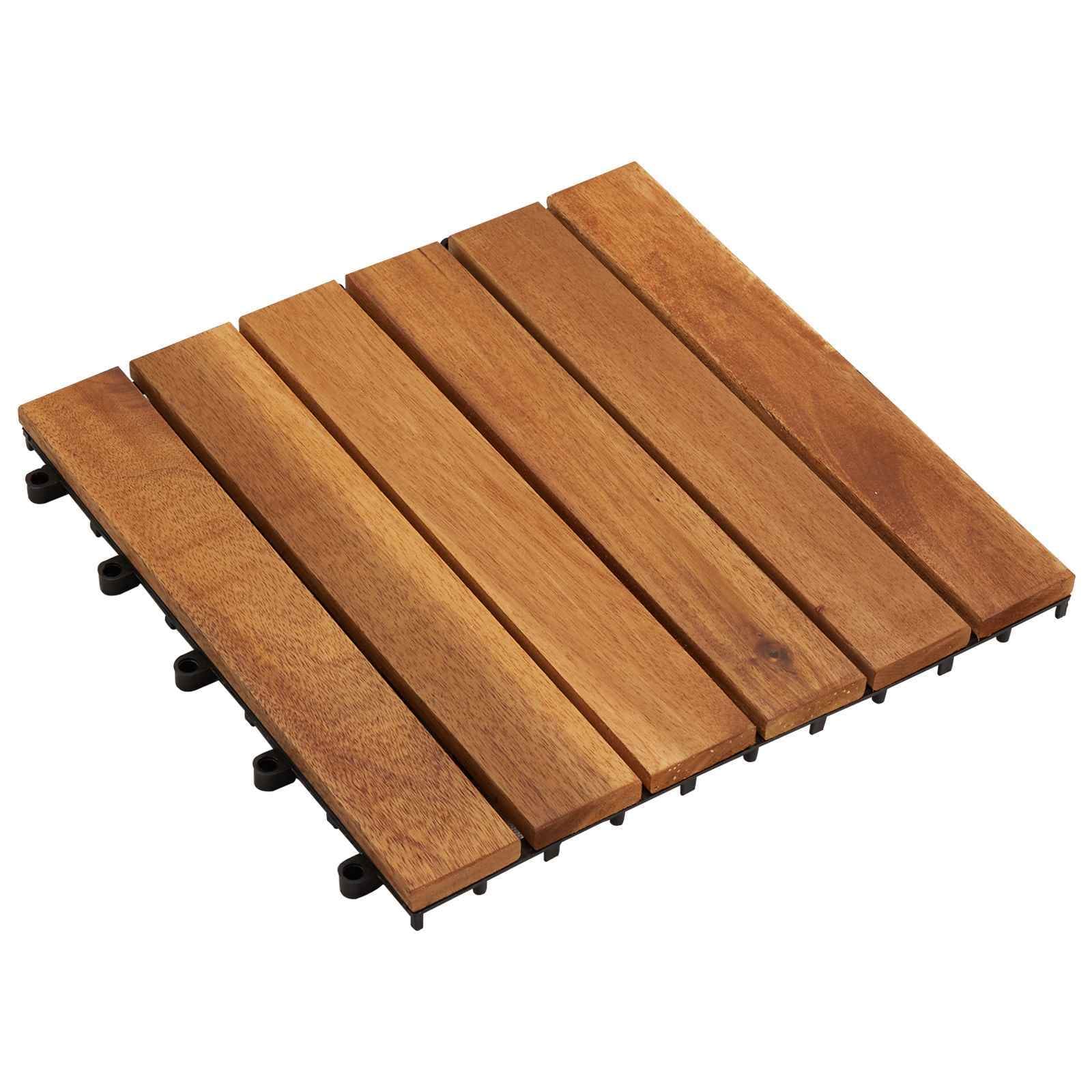 Decking Tile 10 pcs Brown 11.81 x 11.81 in Acacia Hardwood
