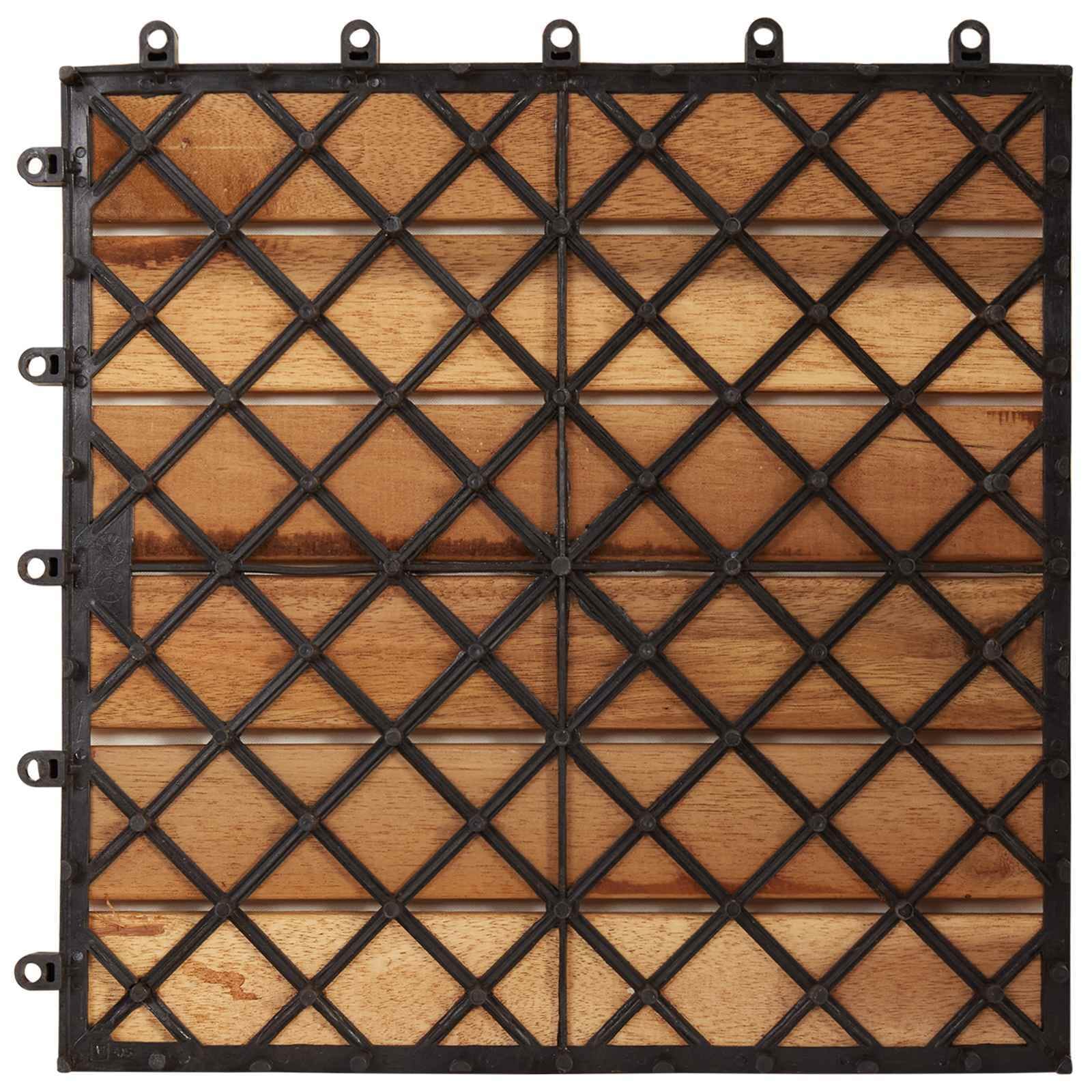Decking Tile 10 pcs Brown 11.81 x 11.81 in Acacia Hardwood