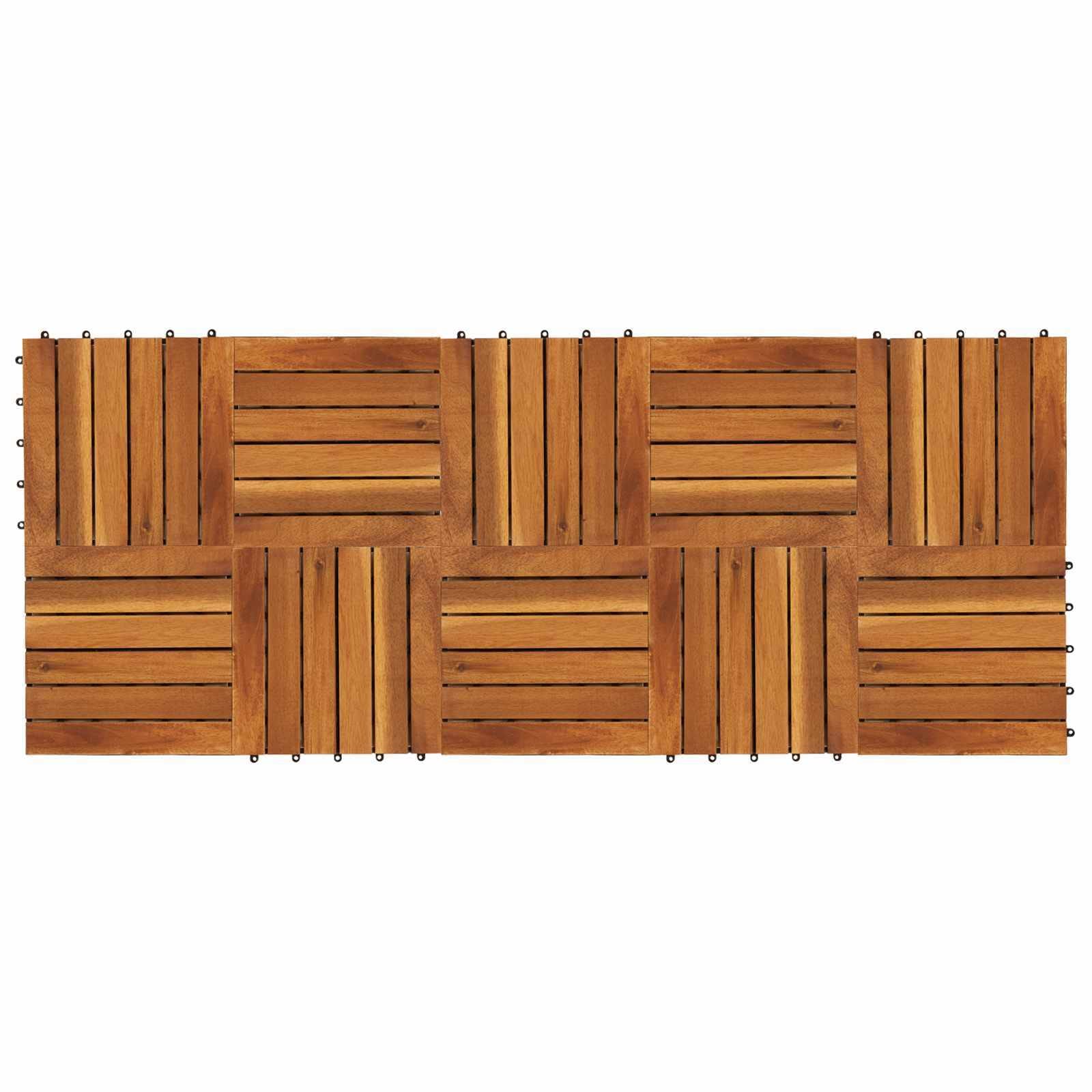 Decking Tile 10 pcs Brown 11.81 x 11.81 in Acacia Hardwood