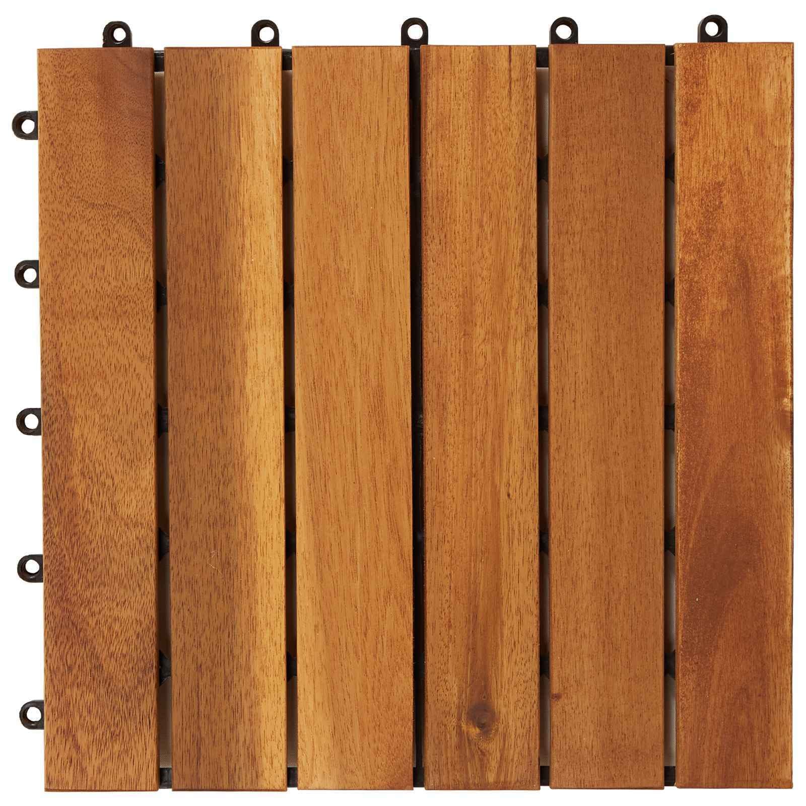 Decking Tile 10 pcs Brown 11.81 x 11.81 in Acacia Hardwood