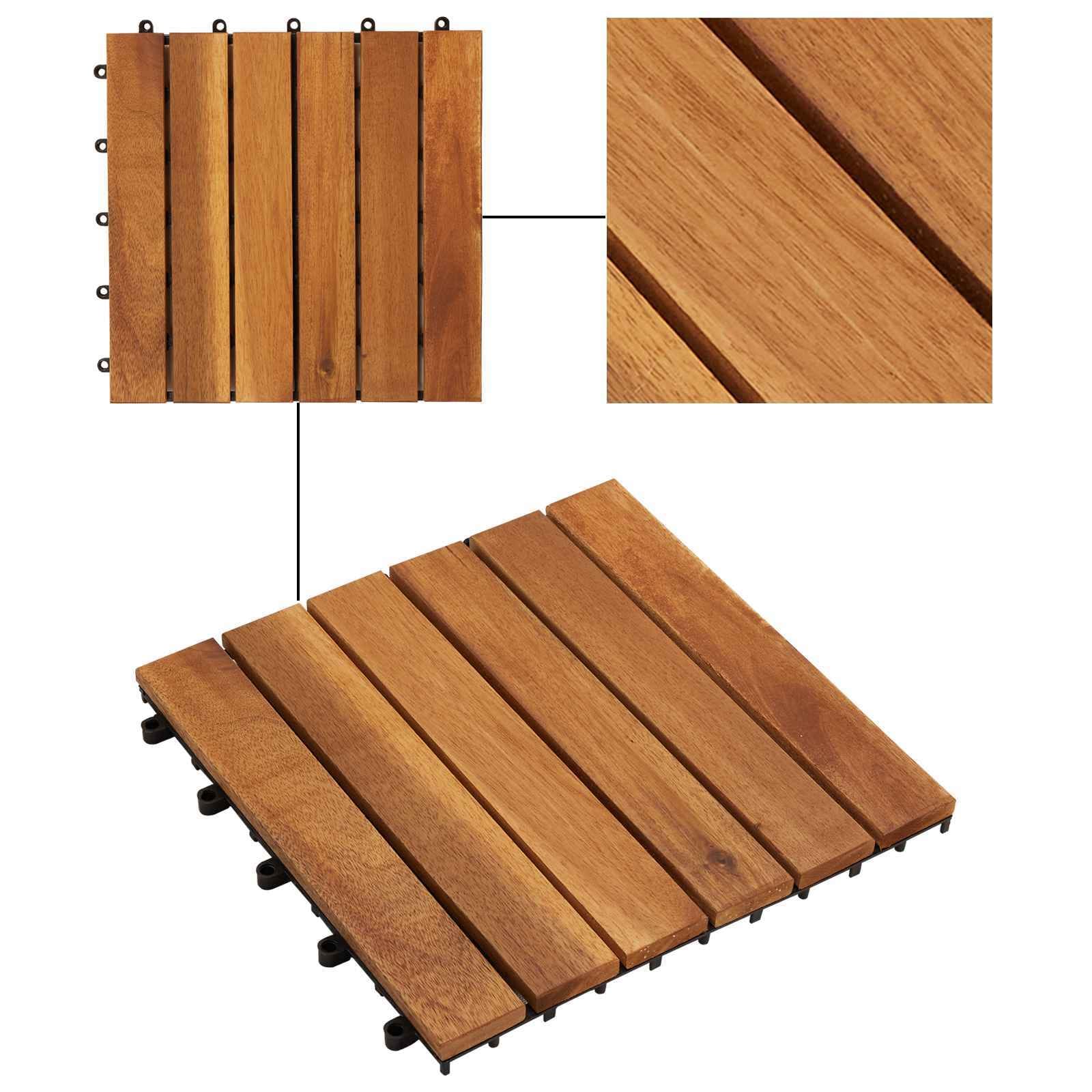 Decking Tile 10 pcs Brown 11.81 x 11.81 in Acacia Hardwood