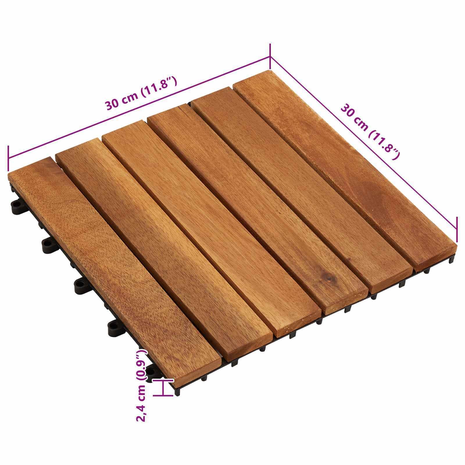 Decking Tile 10 pcs Brown 11.81 x 11.81 in Acacia Hardwood