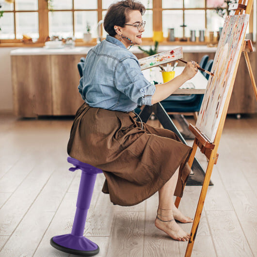 Adjustable-Height Wobble Chair Active Learning Stool for Office Stand Up Desk-Purple - Color: Purple