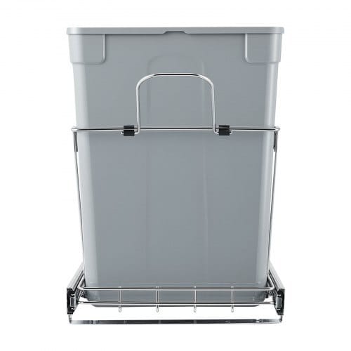 Pullout Trash Can for Kitchen Cabinets, 35 QT x2 Double Under Sink Garbage Waste Recycling Bin, Under Mount Waste Container, with Heavy Duty Metal Full Extension Sliding System and Handle