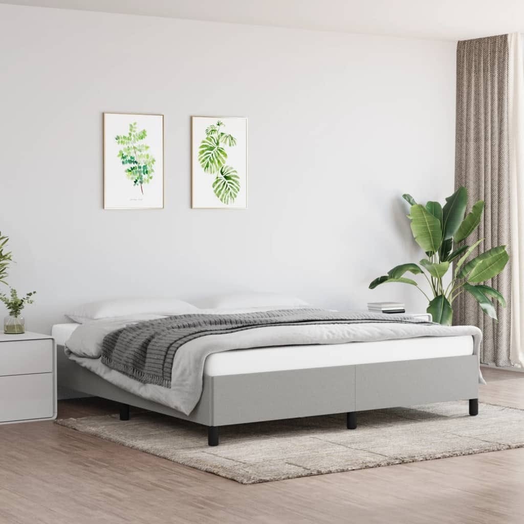 Bed Frame without Mattress Light Gray 76"x79.9" King Fabric