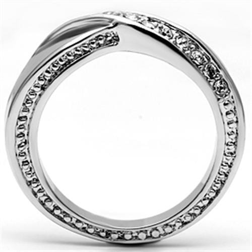 3W264 - Rhodium Brass Ring with Top Grade Crystal in Clear