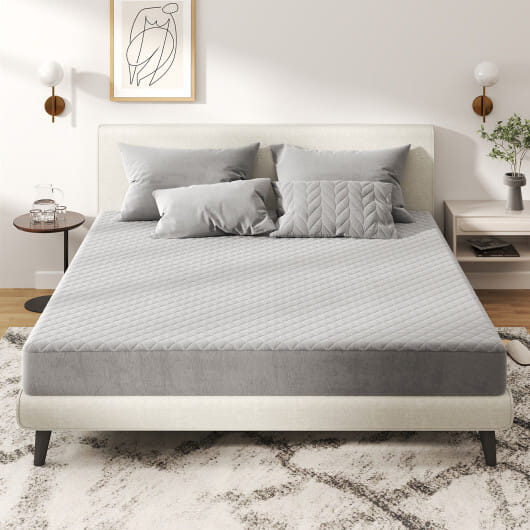 Twin/Queen/King Size Mattress Protector Luxury Super Soft Velvet Mattress Topper-King Size - Color: Gray - Size: King Size