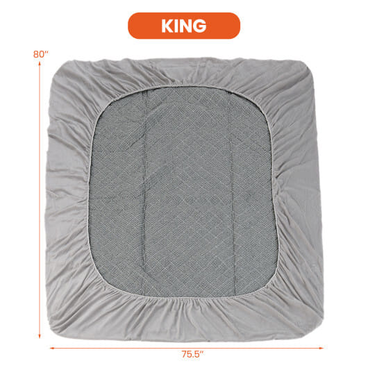 Twin/Queen/King Size Mattress Protector Luxury Super Soft Velvet Mattress Topper-King Size - Color: Gray - Size: King Size
