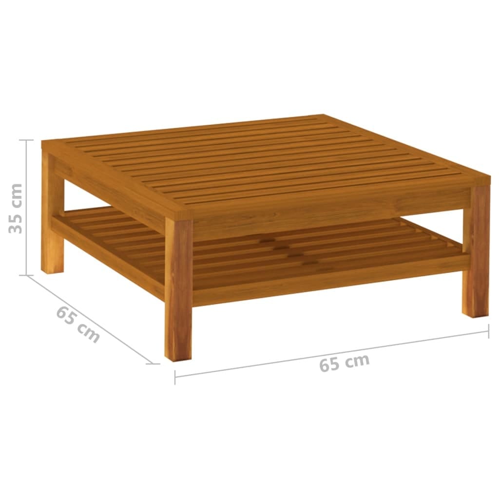 5 Piece Patio Lounge Set with Cream Cushion Solid Acacia Wood