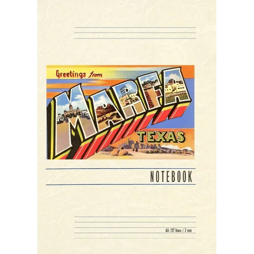 Vintage Lined Notebook Greetings from Marfa, Texas - Paperback