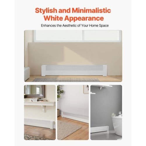 Baseboard Heater Covers, Basic Series 4 ft Standard Electric Heating Unit Front Cover for Home Improvement, Heavy-duty Steel, Easy Installation for Bedroom Replacing Old Cover, White