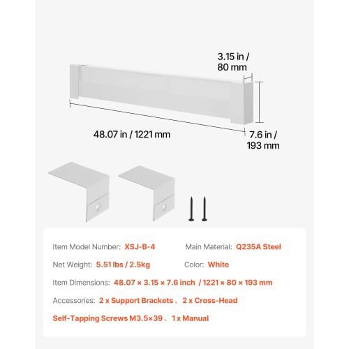 Baseboard Heater Covers, Basic Series 4 ft Standard Electric Heating Unit Front Cover for Home Improvement, Heavy-duty Steel, Easy Installation for Bedroom Replacing Old Cover, White