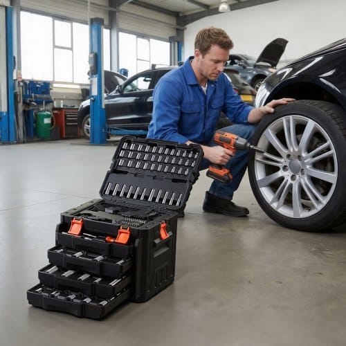 Mechanics Tool Set, 256-Piece Mechanic Tool Kit, 1/4 in, 3/8 in, and 1/2 in Drive, SAE and Metric Socket Set, Wrenches, Screwdriver Bits, Accessories, and Storage Case, for Automotive Repair