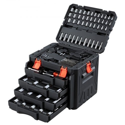 Mechanics Tool Set, 256-Piece Mechanic Tool Kit, 1/4 in, 3/8 in, and 1/2 in Drive, SAE and Metric Socket Set, Wrenches, Screwdriver Bits, Accessories, and Storage Case, for Automotive Repair