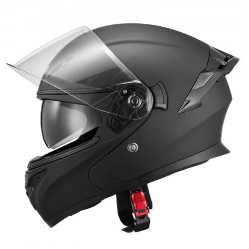 Motorcycle Helmet, Modular, Adult Motocross Dirt Bike Helmet with Large Clear Visor, Comfortable Motorbike Racing Street with Detachable Liner for Men & Women, DOT Approved, (Matte Black, M)