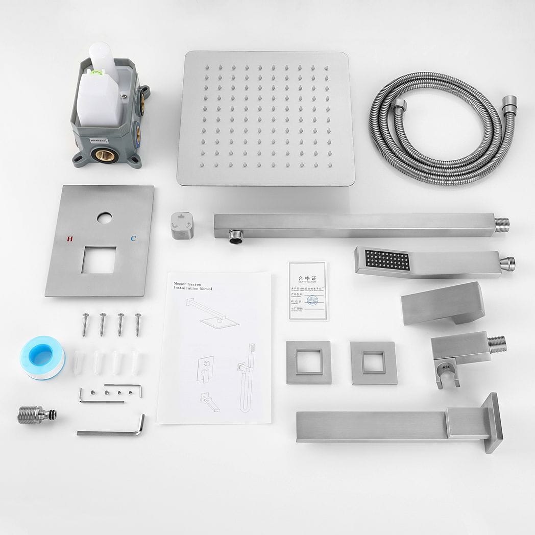 Shower System 10 Inch Square Bathroom Luxury Rain Mixer Shower Combo Set