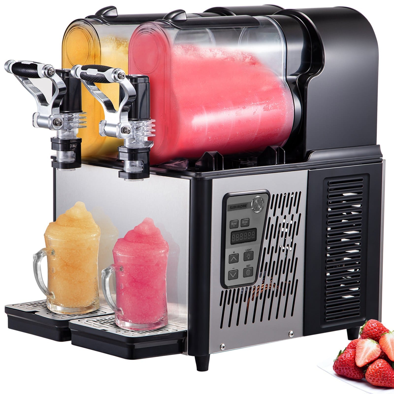 Commercial Slushy Machine, 3Lx2 Double Tank Frozen Drink Machine, 24 Cups Stainless Steel Margarita Smoothie Frozen Drink Maker, Slushie Maker for Home Party Restaurants Cafe Bars