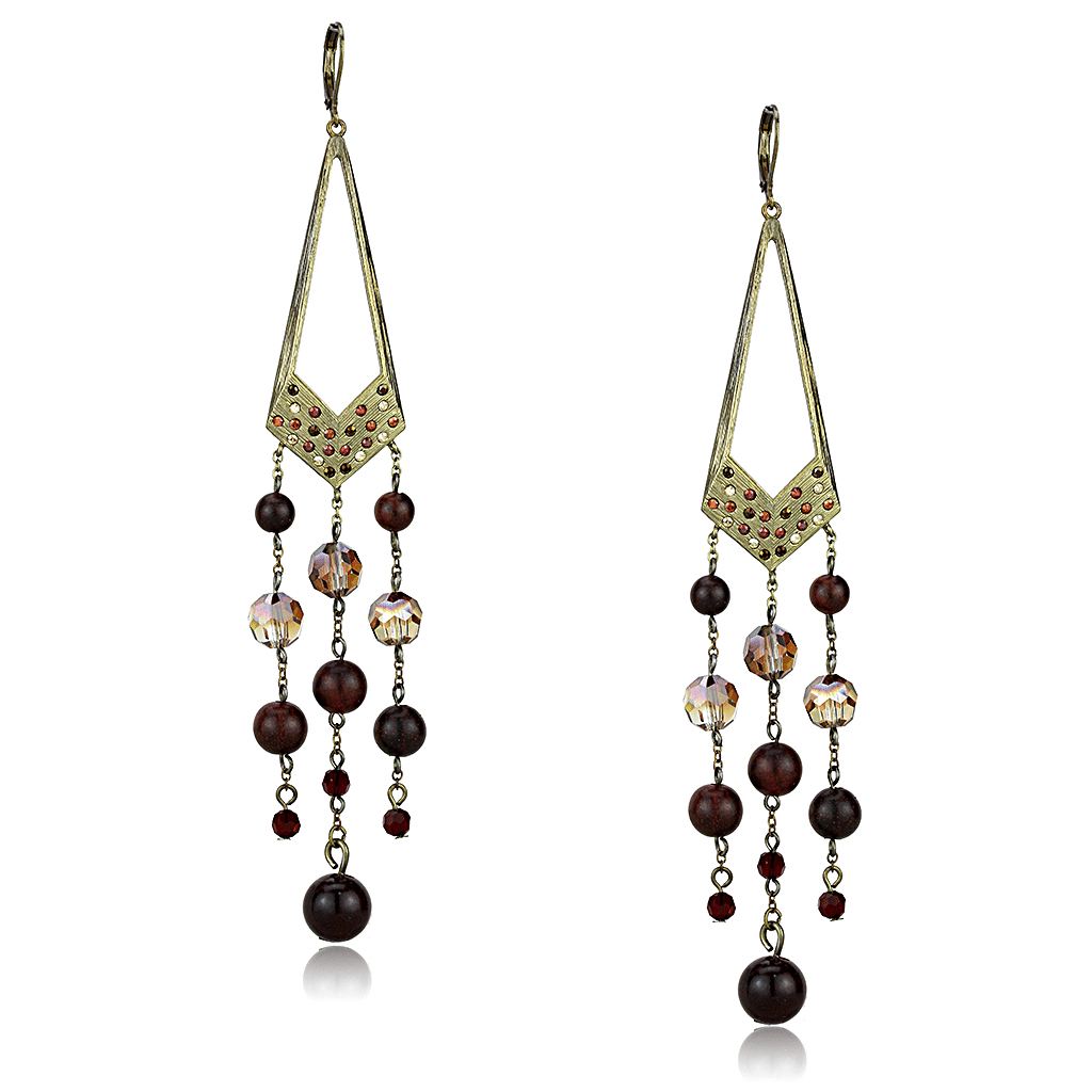 LO4186 - Antique Copper Brass Earrings with Assorted in Multi Color