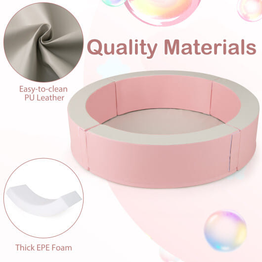 Detachable Foam Ball Pit with 50 Colorful Ocean Balls-Pink - Color: Pink