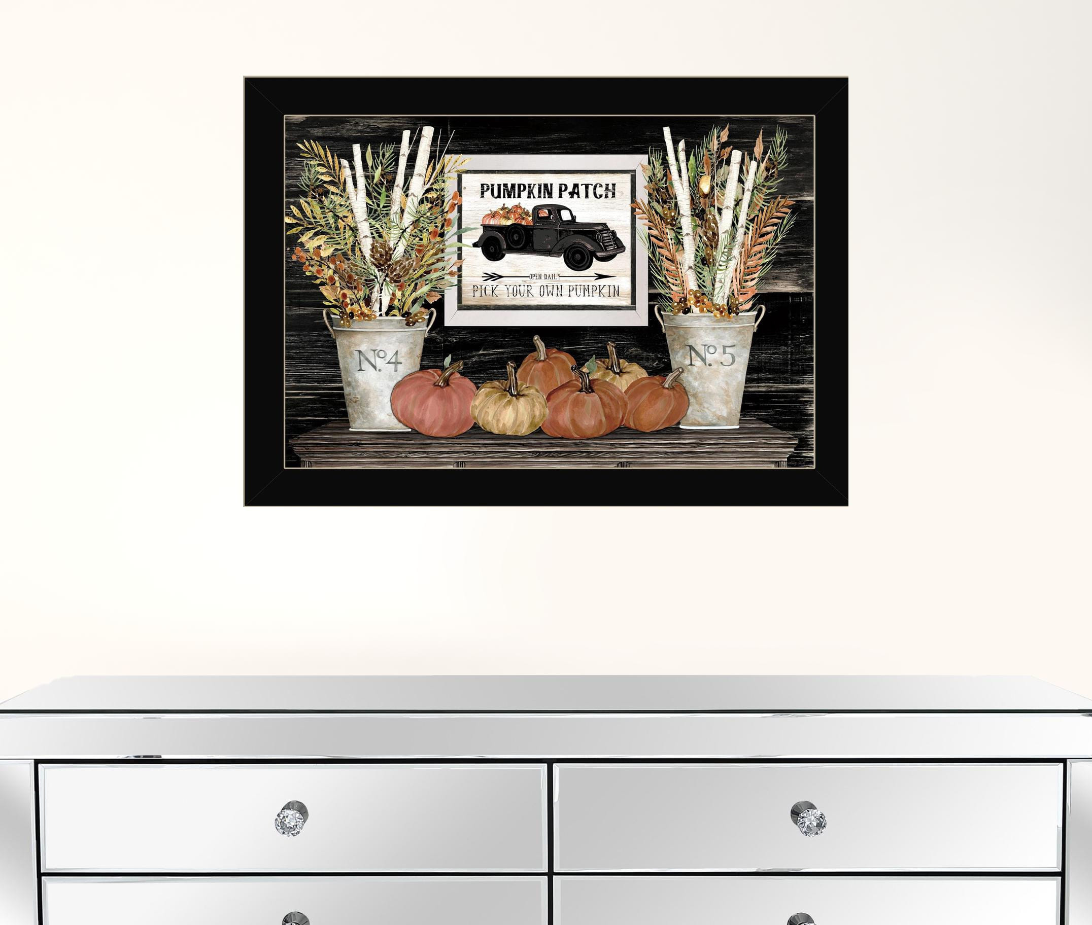 Pumpkin Patch Still Life 1 Black Framed Print Wall Art