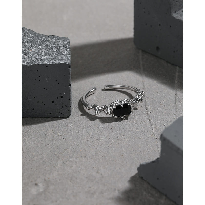 Geometry CZ Rectangle 925 Sterling Silver Adjustable Rings