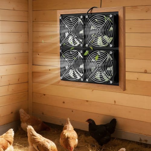 Solar Powered Fan, 25W Solar Panel with 4 Fans, Adjustable Solar Panel Angle, 2668 RPM High-Speed, Flexible Installation, Fast Air Exchange for Greenhouse, Grow Tents, Chicken Coops, Shelters