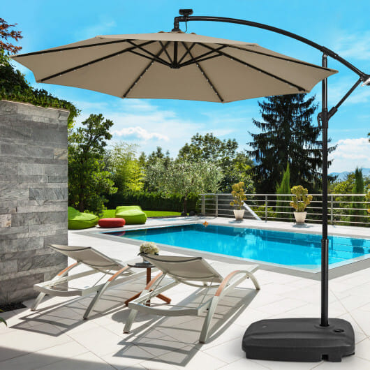 Fillable Universal Offset Umbrella Base with Cross Base and Wheels-Black - Color: Black