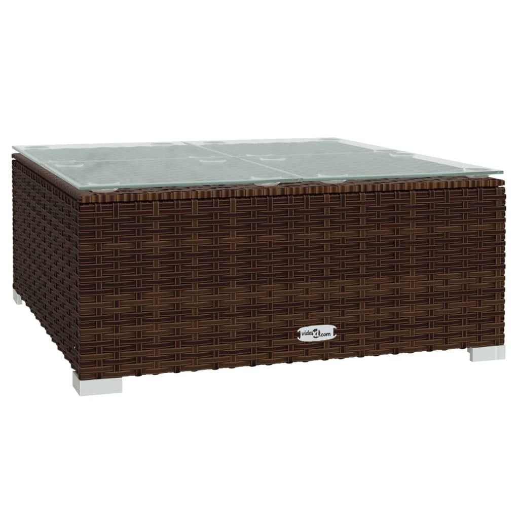 11 Piece Patio Lounge Set with Cushions Brown Poly Rattan