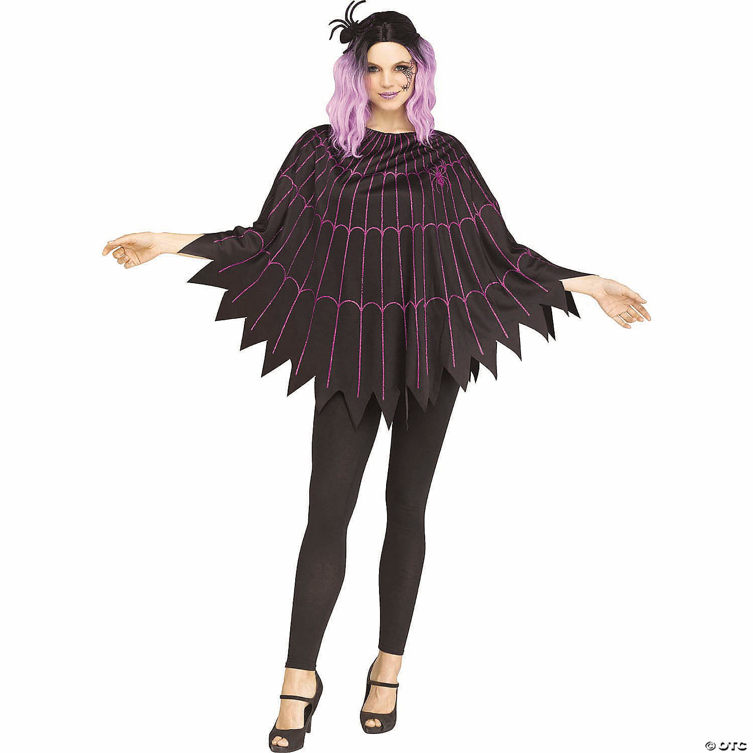 BLACK PURPLE SPIDERWEB PONCHO