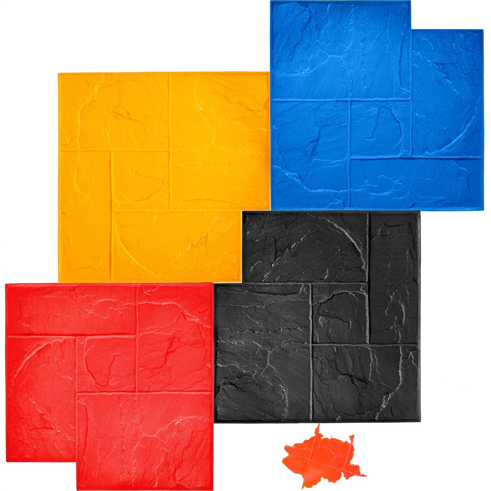 Concrete Texturing Skin, 24\x24\ Concrete Stamps Mats Set, Polyurethane Concrete Stamping Mats, Slate Concrete Stamps, 4 PCS Realistic Concrete Texture Mat, Concrete Stamps for Walls/Floors