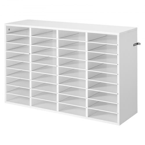 Literature Organizer, 36 Compartments Office Mailbox with Detachable Shelves, Wooden Mailbox Sorter with Particle Board, Countertop Office Home Storage Organizer for File, Document, Paper, White