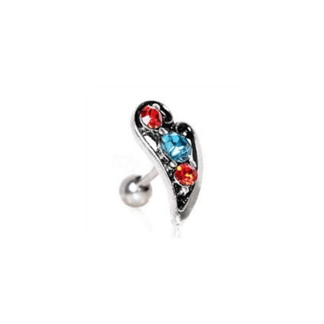 Ornate Leaf Gemmed Cartilage Earring