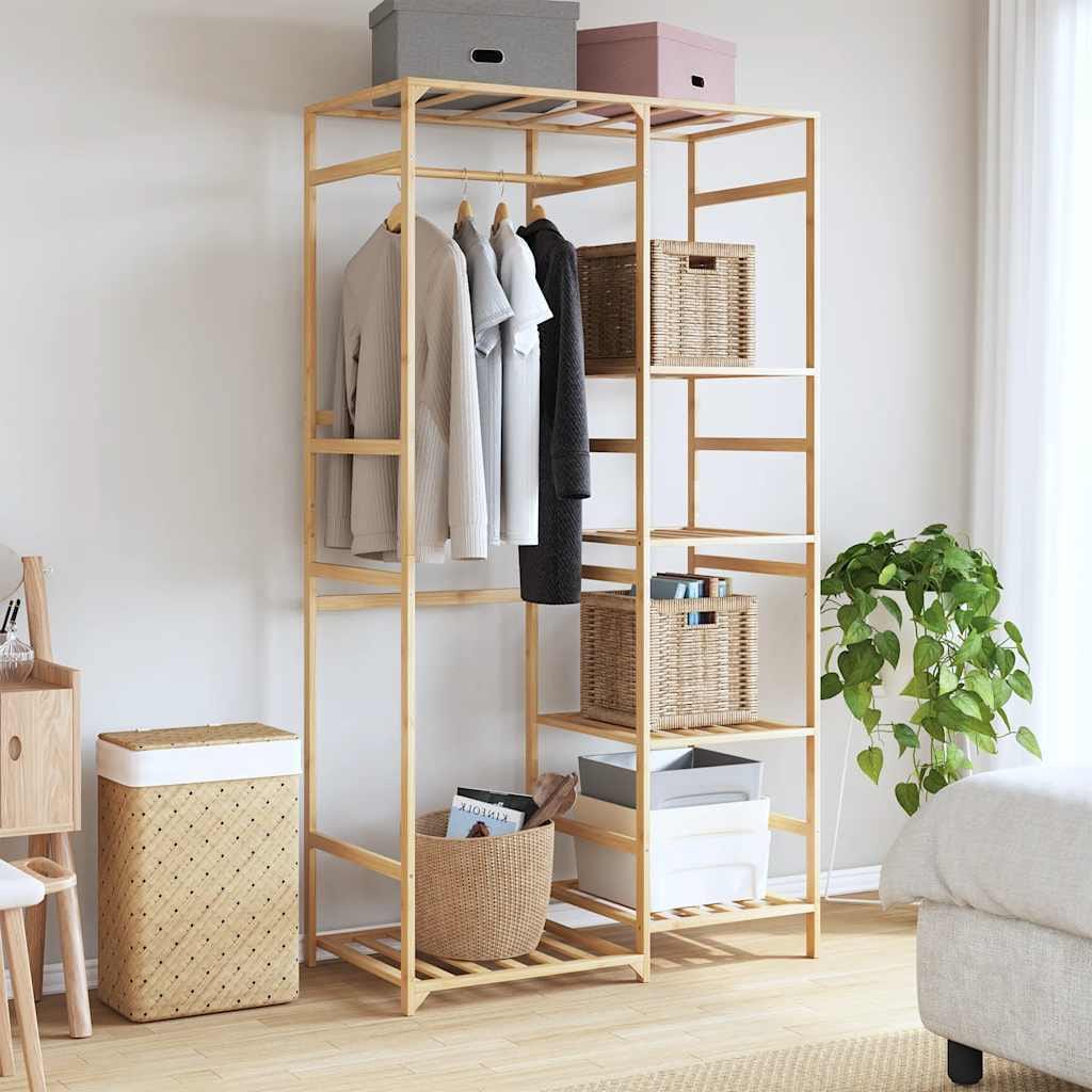 Clothes Rack with Shelves 39.4"x19.7"x72.6" Bamboo