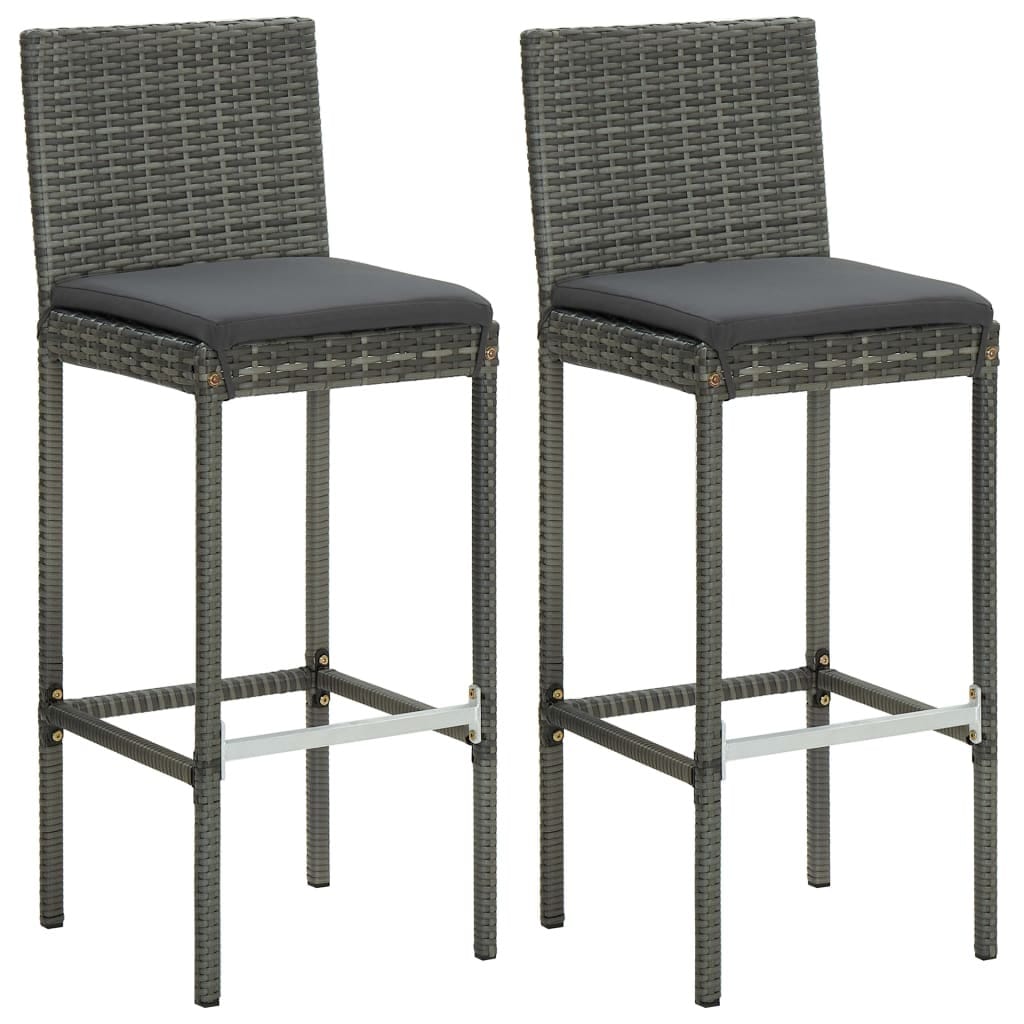3 Piece Patio Bar Set with Cushions Poly Rattan Gray