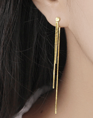 Simple Beads 925 Sterling Silver Long Dangling Earrings