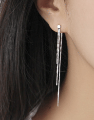 Simple Beads 925 Sterling Silver Long Dangling Earrings
