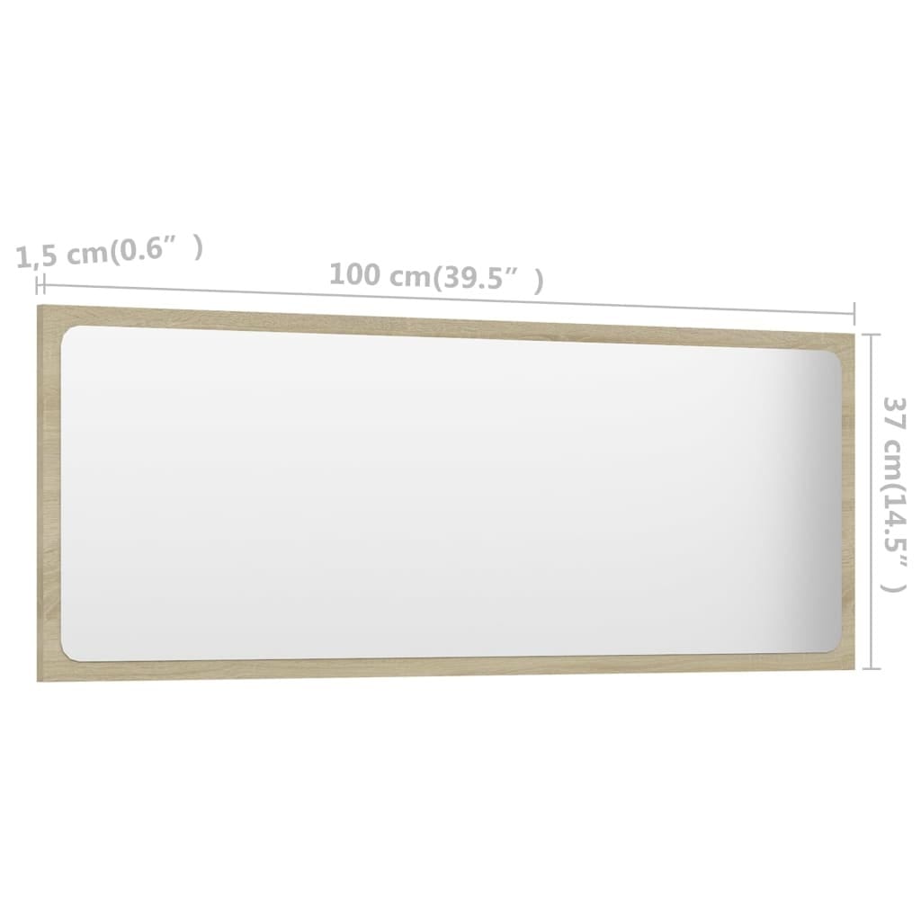 Bathroom Mirror Sonoma Oak 39.4"x0.6"x14.6" Engineered Wood
