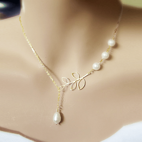 Pearls Of Joy Lariat Necklace In White Gold And Yellow Gold Plating