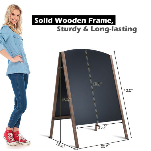 Costway 40 Inch Wood A-Frame Sidewalk Wedding Signage Chalkboard
