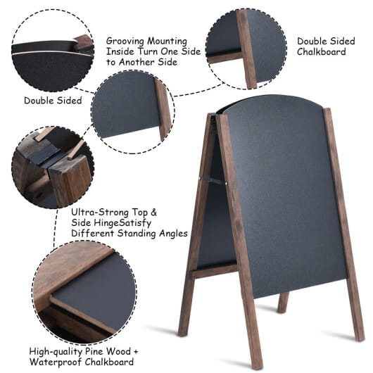 Costway 40 Inch Wood A-Frame Sidewalk Wedding Signage Chalkboard