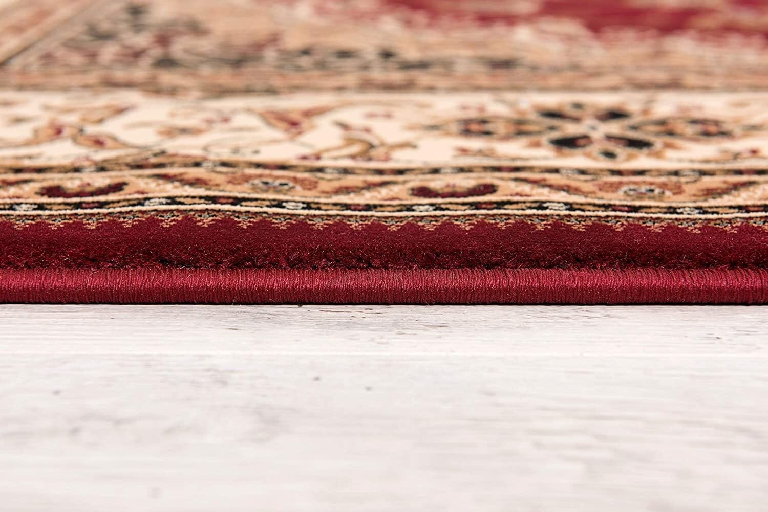 4' X 6' Red and Beige Floral Medallion Power Loom Area Rug