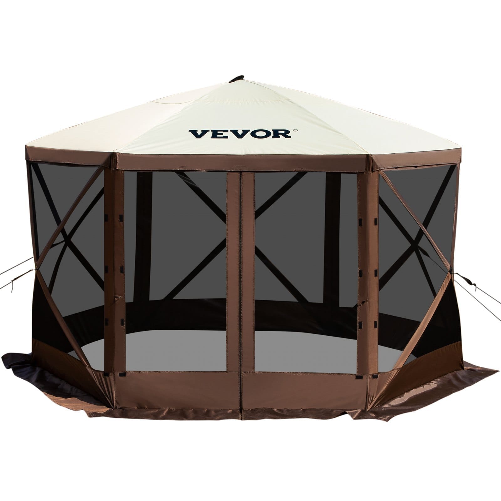 Gazebo Screen Tent, 10 x 10 ft, 6 Sided Pop-up Camping Canopy Shelter Tent with Mesh Windows, Portable Carry Bag, Ground Stakes, Large Shade Tents for Outdoor Camping, Lawn and Backyard