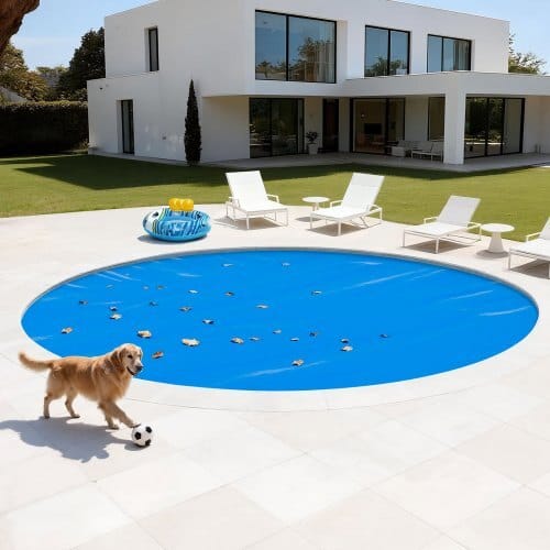 Solar Pool Cover, 24 ft Round Pool Bubble Cover, 8 Mil Pools Solar Blanket with Bubble & PE Material, Daytime Heat Absorption, Nighttime Heat Retention, Heat Retaining Solars Covers, Blue